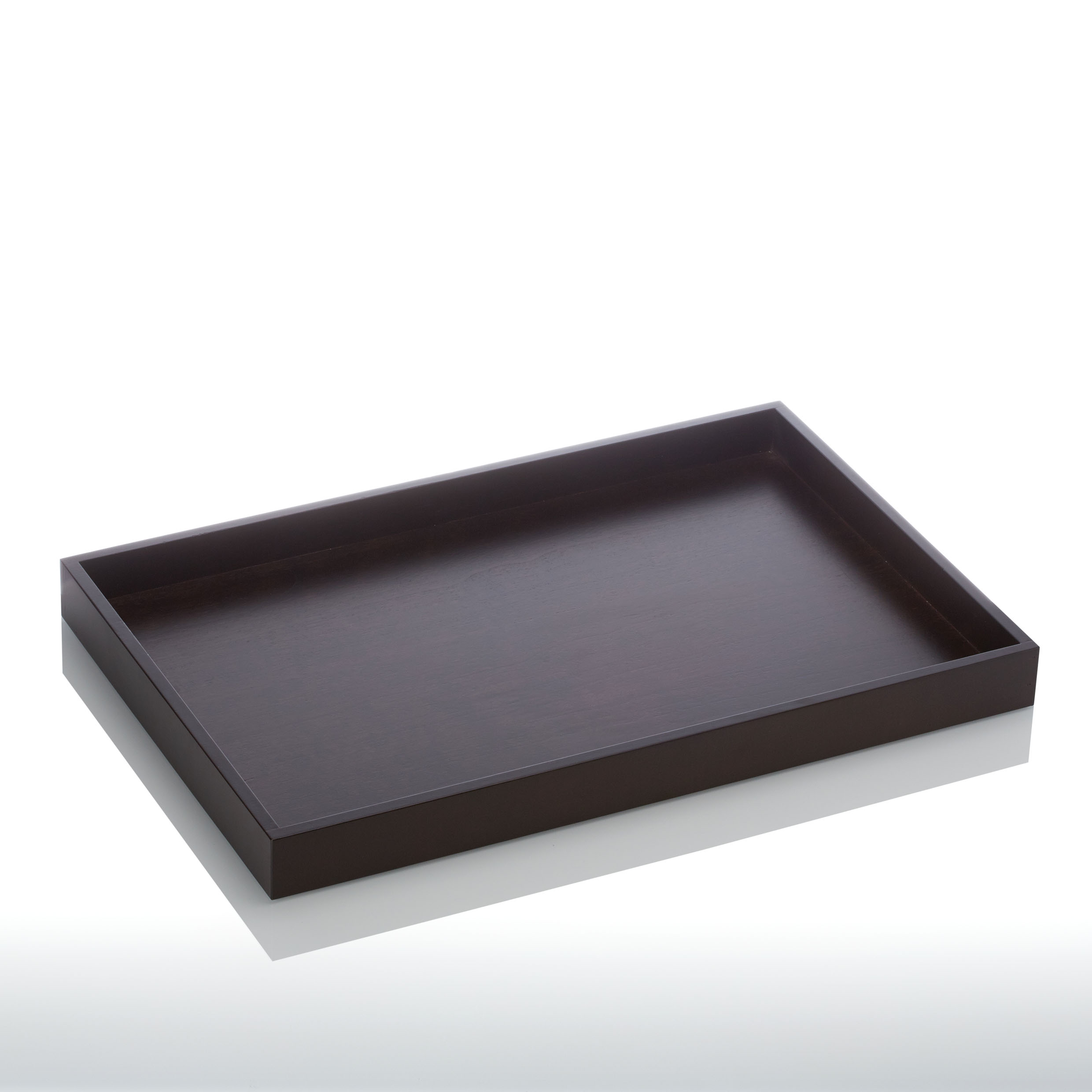 black wooden tray